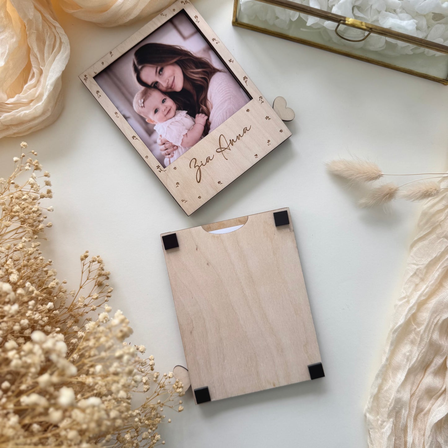 Portafoto Polaroid “Vuoi essere la mia Madrina/Padrino?” con calamita personalizzato "Flower"