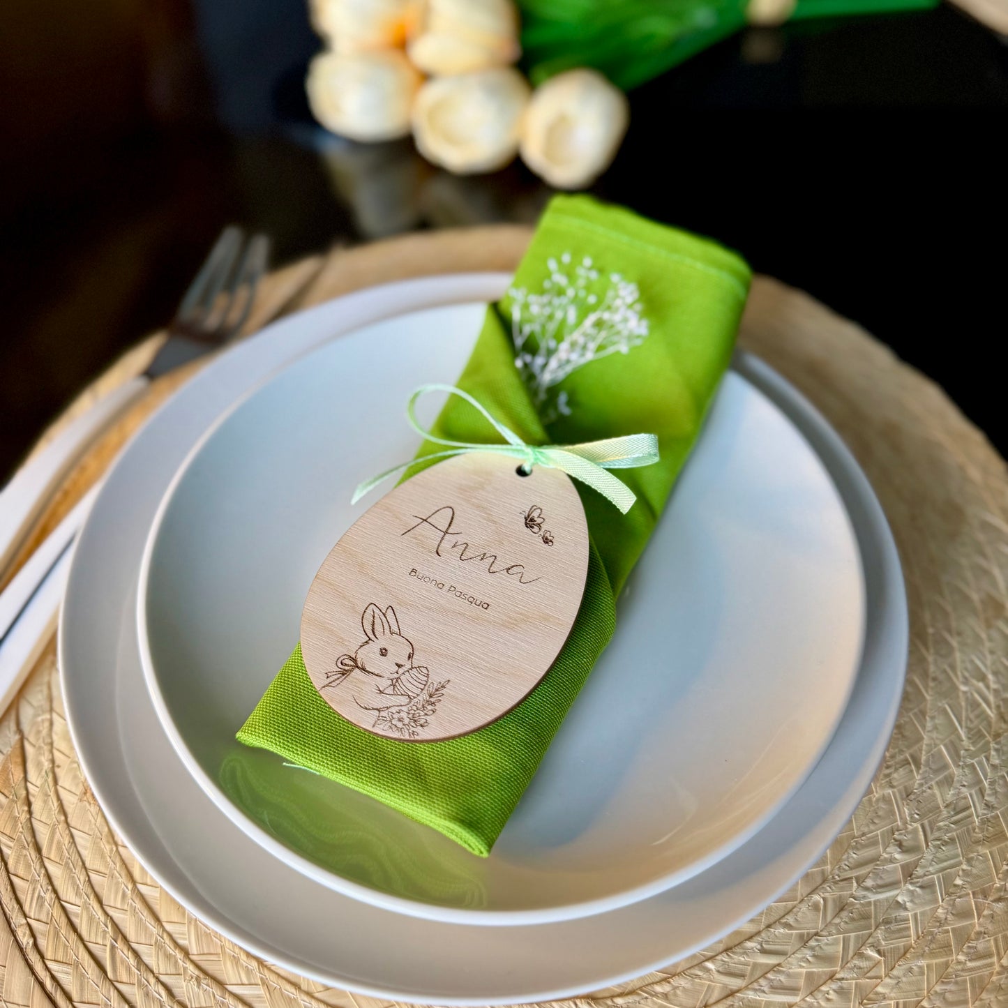 Segnaposto e decorazione da appendere "Bunny Egg" Personalizzabile