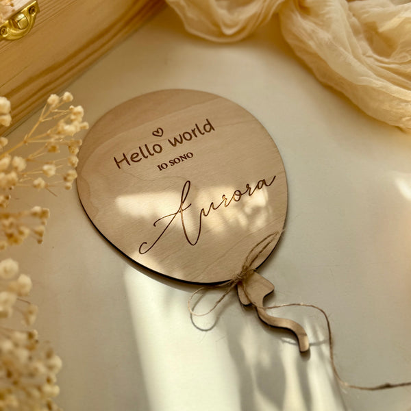 Targhetta "Hello World" Balloon Personalizzabile
