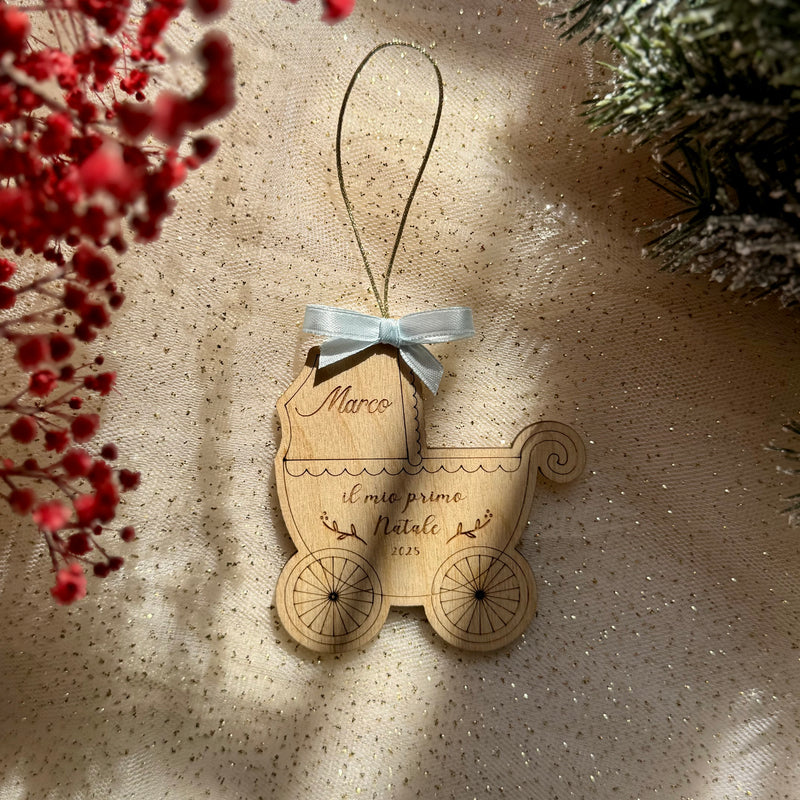 Il mio primo Natale – Carrozzina in legno Personalizzabile