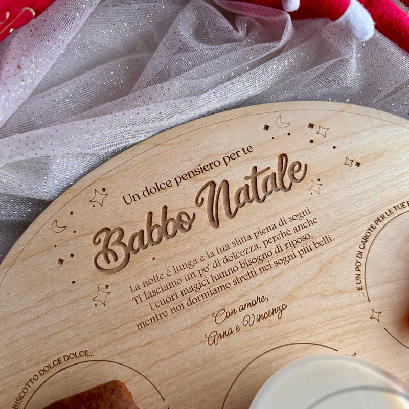 Vassoio per Babbo Natale con stencil impronte – Set natalizio in legno personalizzato