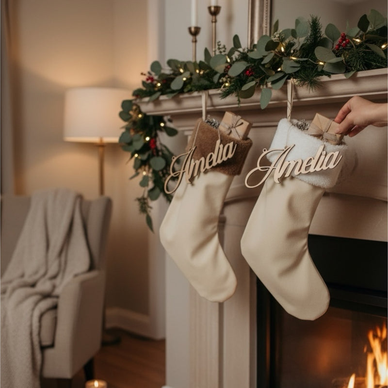 Calza natalizia personalizzata in velluto