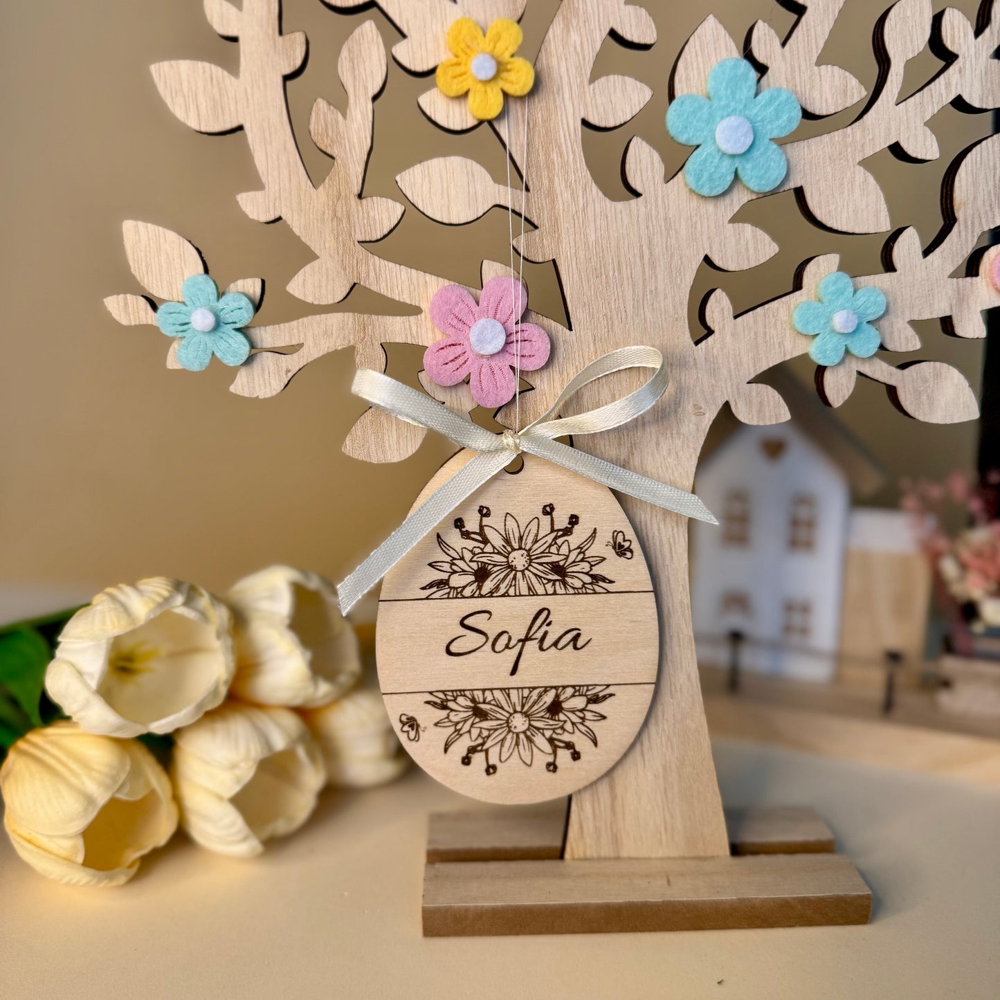 Segnaposto e decorazione da appendere "Flower" Personalizzabile