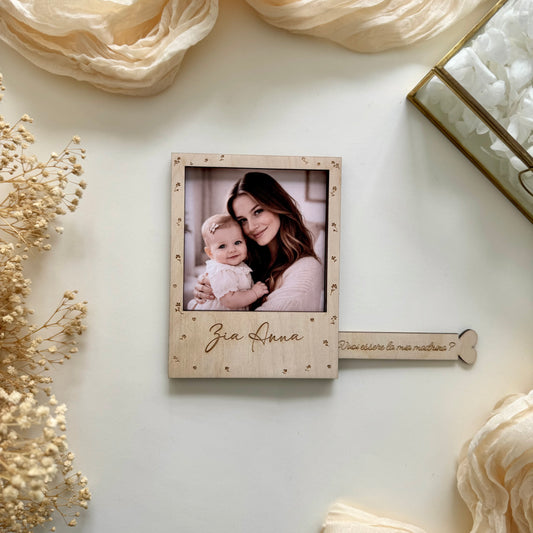 Portafoto Polaroid “Vuoi essere la mia Madrina/Padrino?” con calamita personalizzato "Flower"