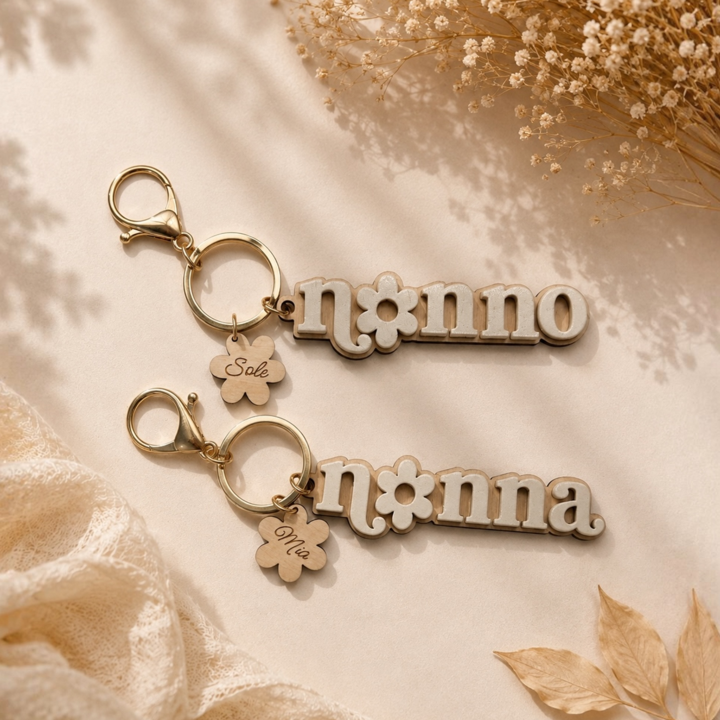 Portachiavi Nonna o Nonno personalizzato con nomi – Festa dei Nonni