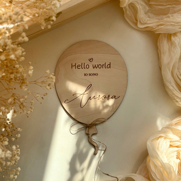 Targhetta "Hello World" Balloon Personalizzabile