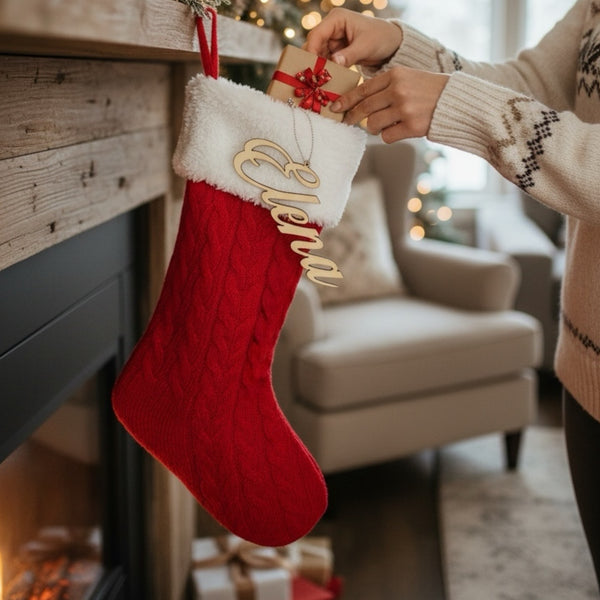 Calza natalizia personalizzata in tessuto Knit