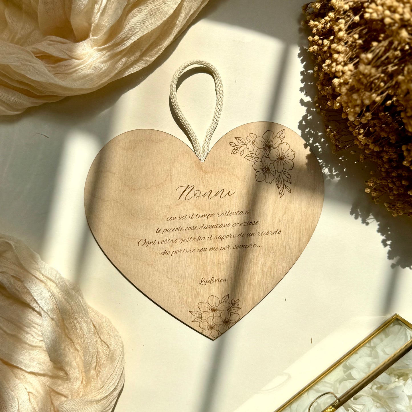 Decorazione da appendere Festa dei Nonni "Heart" personalizzata