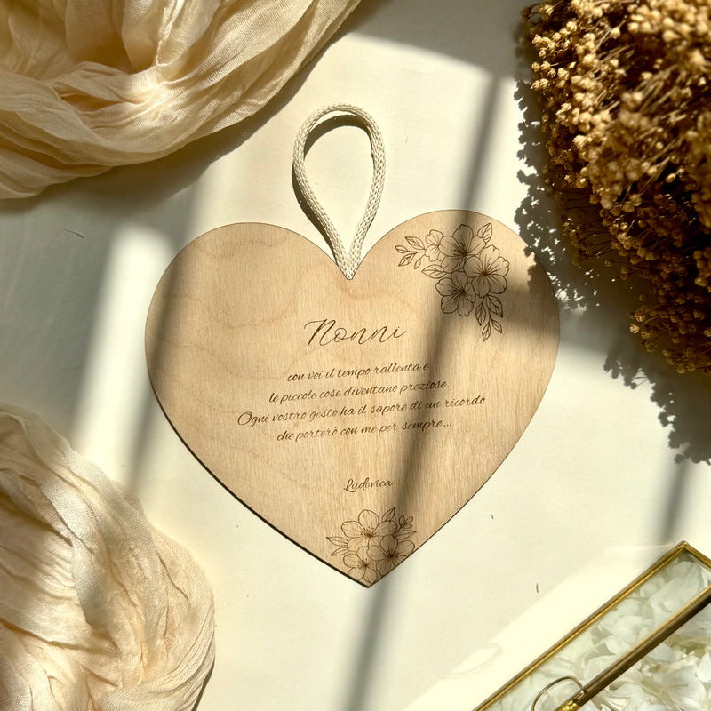 Decorazione da appendere Festa dei Nonni "Heart" personalizzata