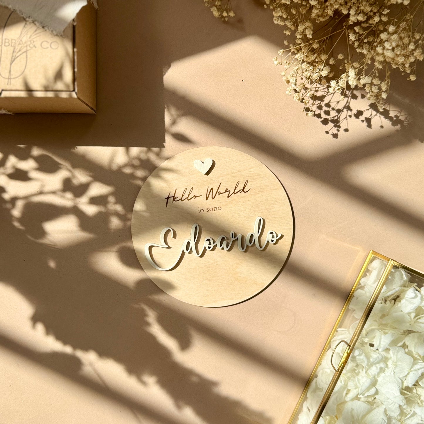 Targhetta Hello World Heart "mini" Personalizzabile