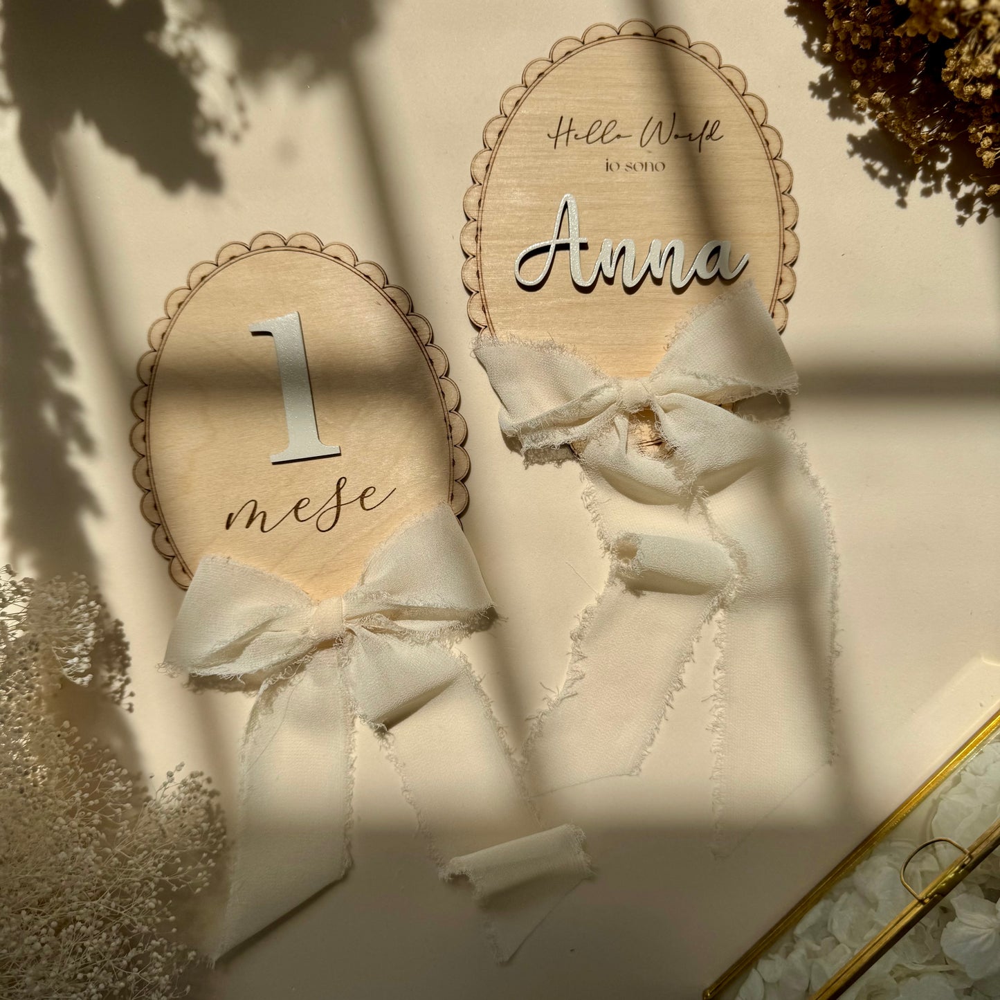 Targhetta Hello World Fiocco Personalizzabile