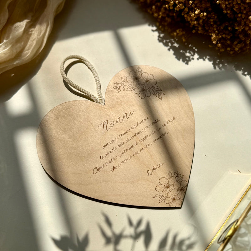 Decorazione da appendere Festa dei Nonni "Heart" personalizzata