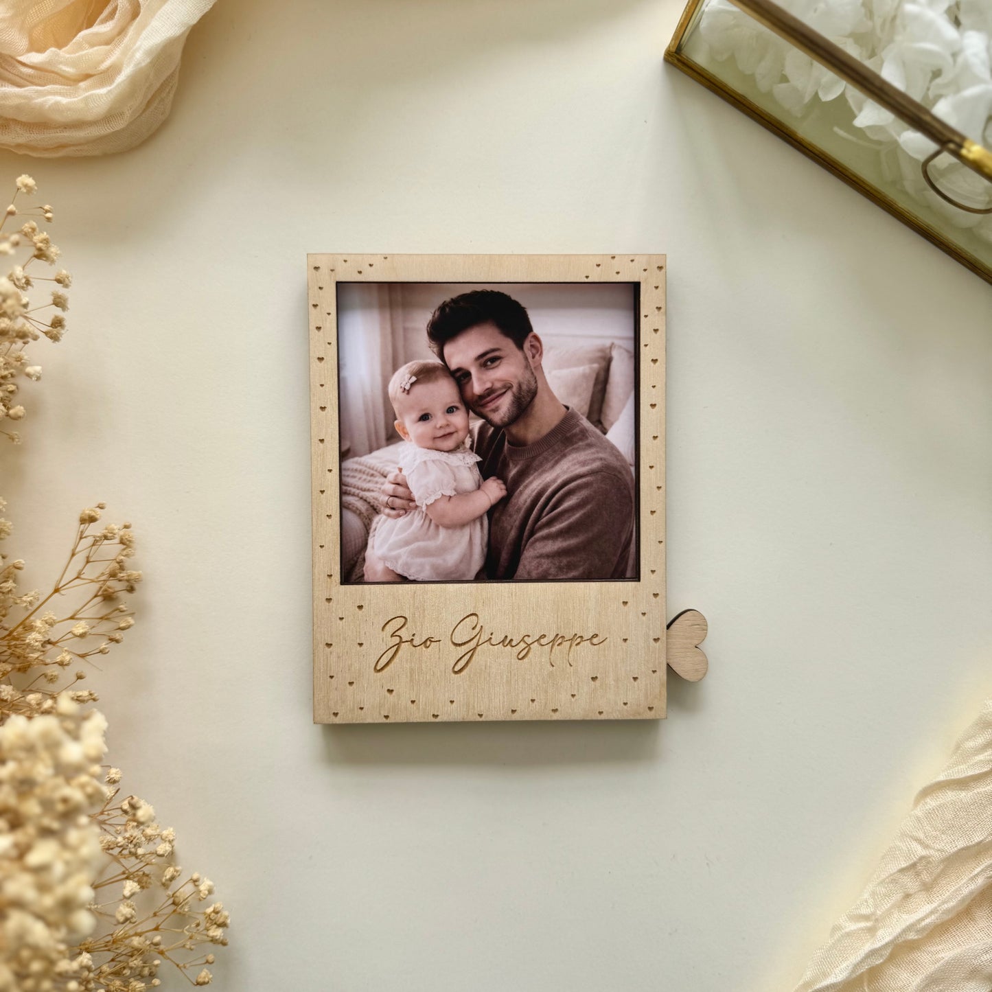 Portafoto Polaroid “Vuoi essere la mia Madrina/Padrino?” con calamita personalizzato "Heart"