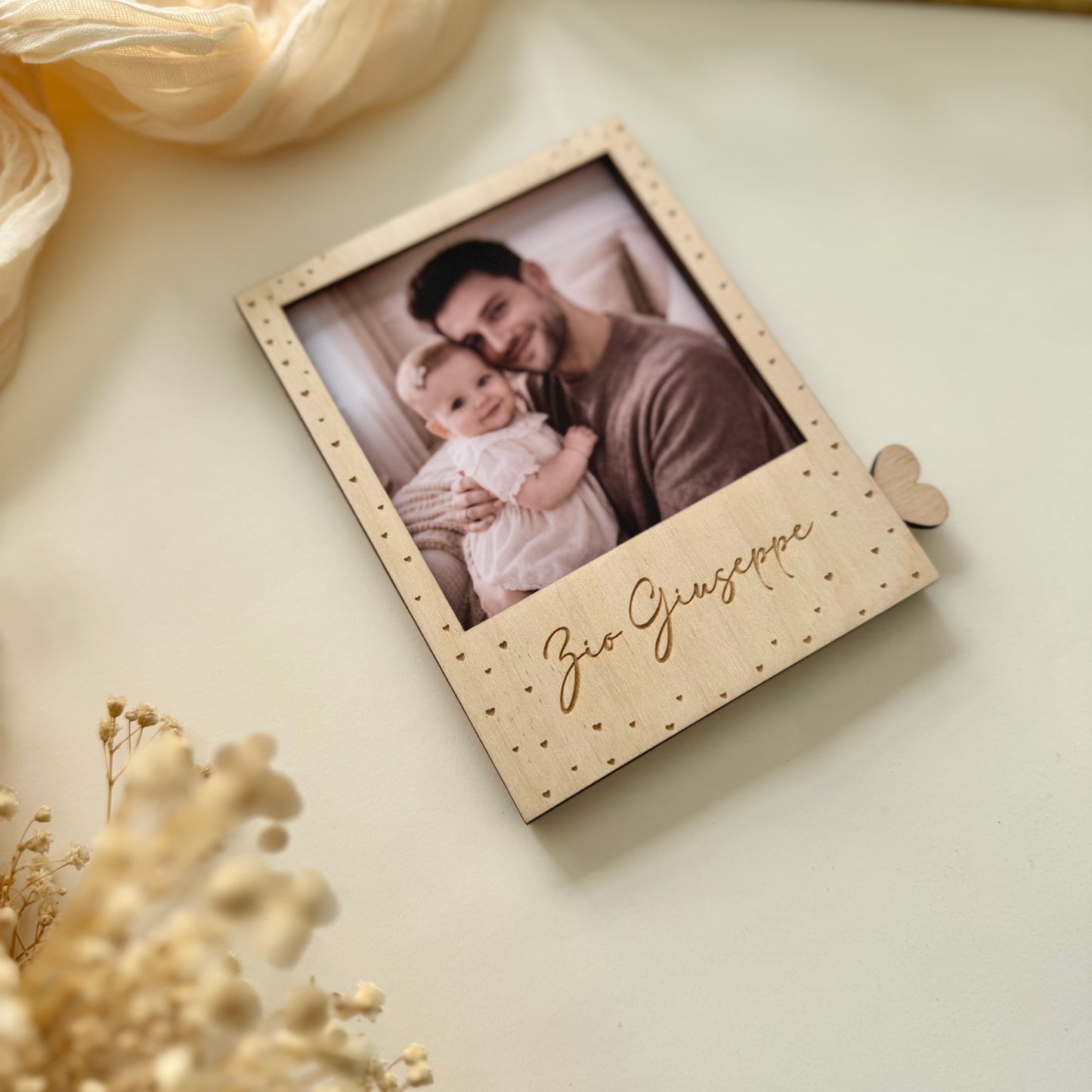 Portafoto Polaroid “Vuoi essere la mia Madrina/Padrino?” con calamita personalizzato "Heart"