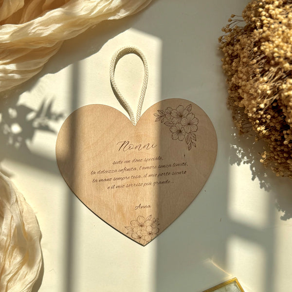 Decorazione da appendere Festa dei Nonni "Heart" personalizzata