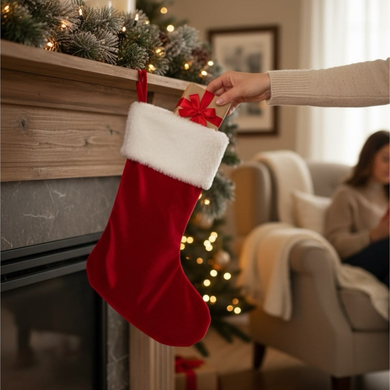 Calza natalizia personalizzata in velluto