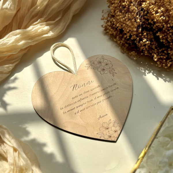 Decorazione da appendere Festa dei Nonni "Heart" personalizzata