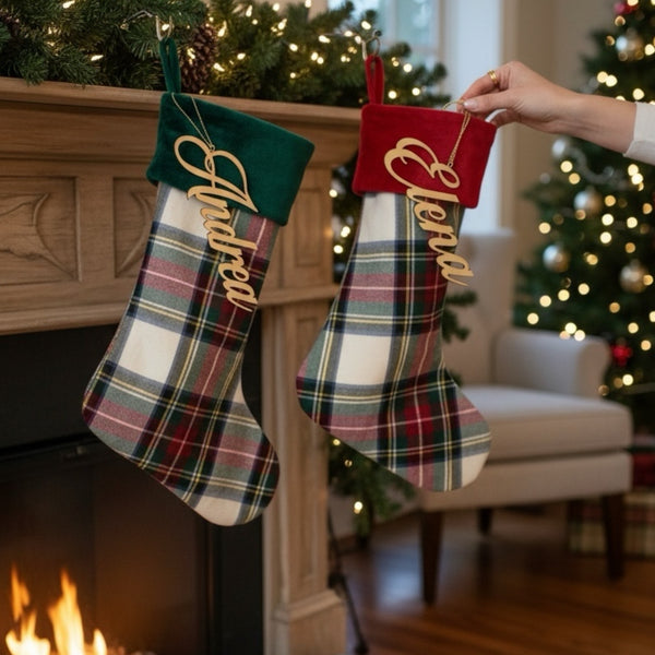 Calza natalizia personalizzata Tartan