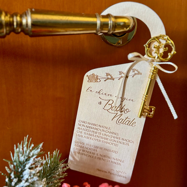 La chiave magica di Babbo Natale – Fuoriporta natalizio in legno personalizzato