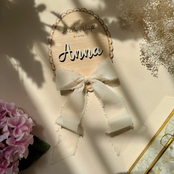 Targhetta Hello World Fiocco Personalizzabile