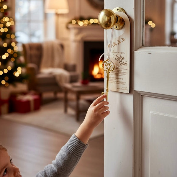 La chiave magica di Babbo Natale – Fuoriporta natalizio in legno personalizzato