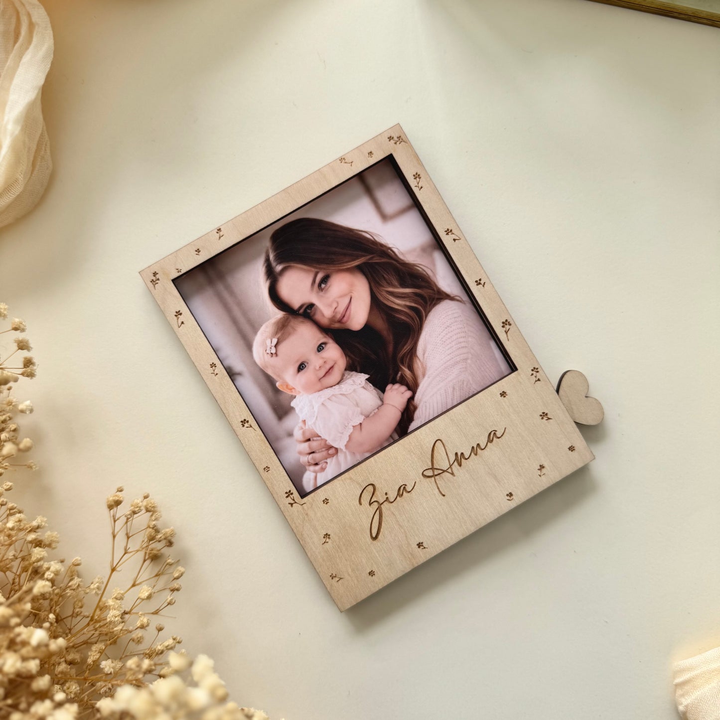 Portafoto Polaroid “Vuoi essere la mia Madrina/Padrino?” con calamita personalizzato "Flower"