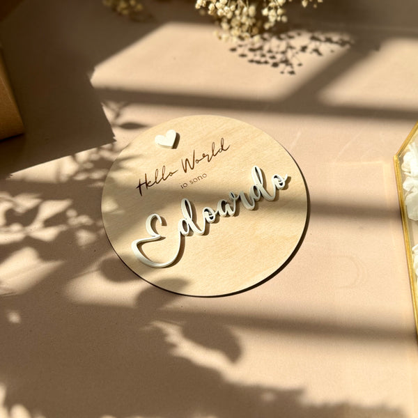 Targhetta Hello World Heart "mini" Personalizzabile