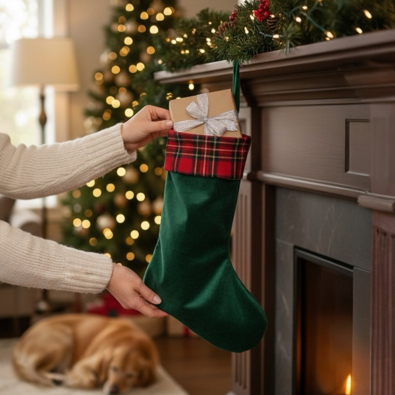 Calza natalizia personalizzata in velluto