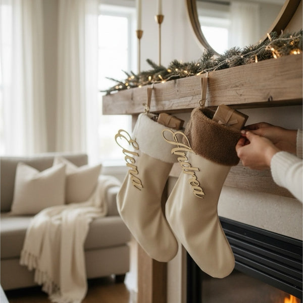 Calza natalizia personalizzata in velluto