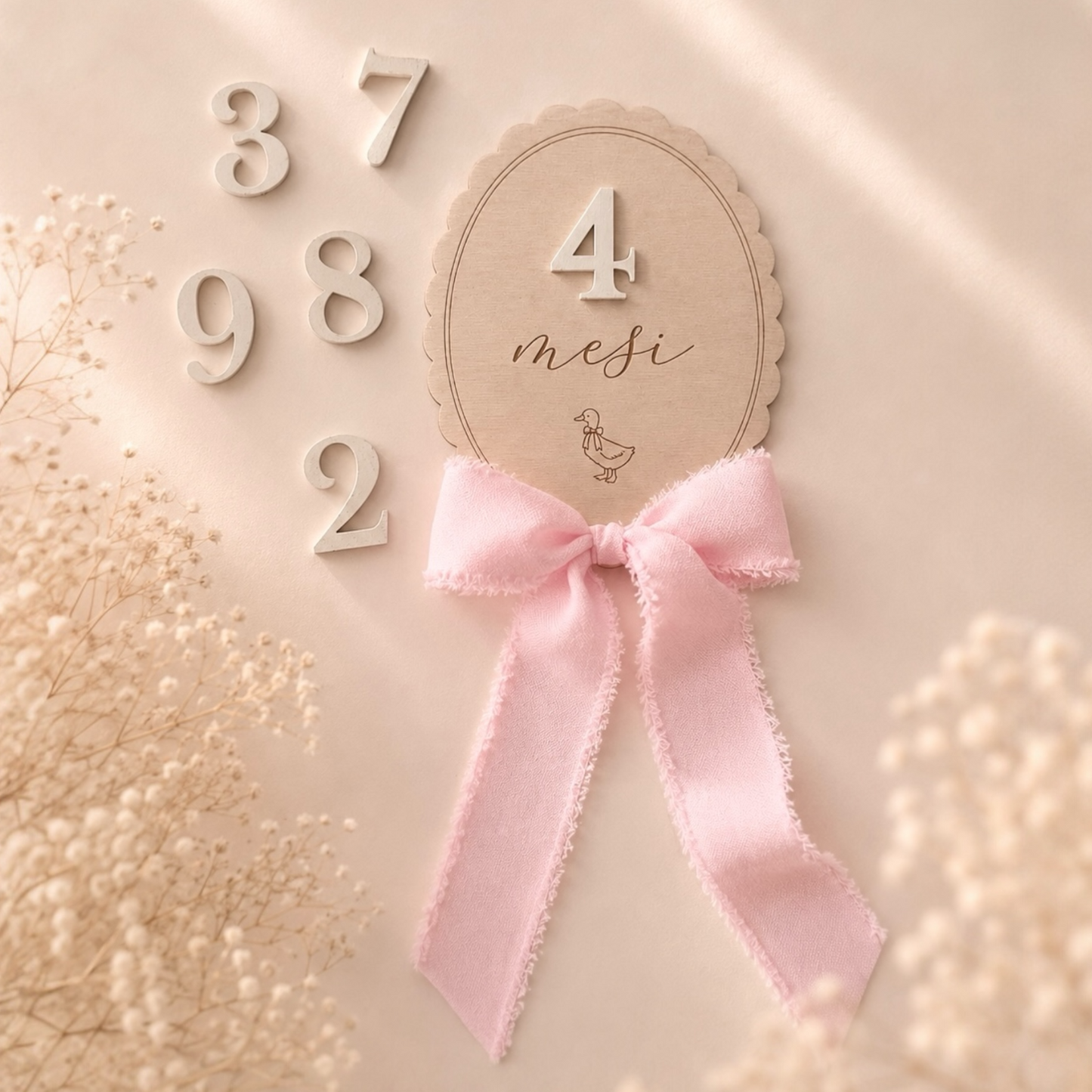 Milestone Cards Ochetta con numeri 3D intercambiabili per documentare i mesi del primo anno del bambino