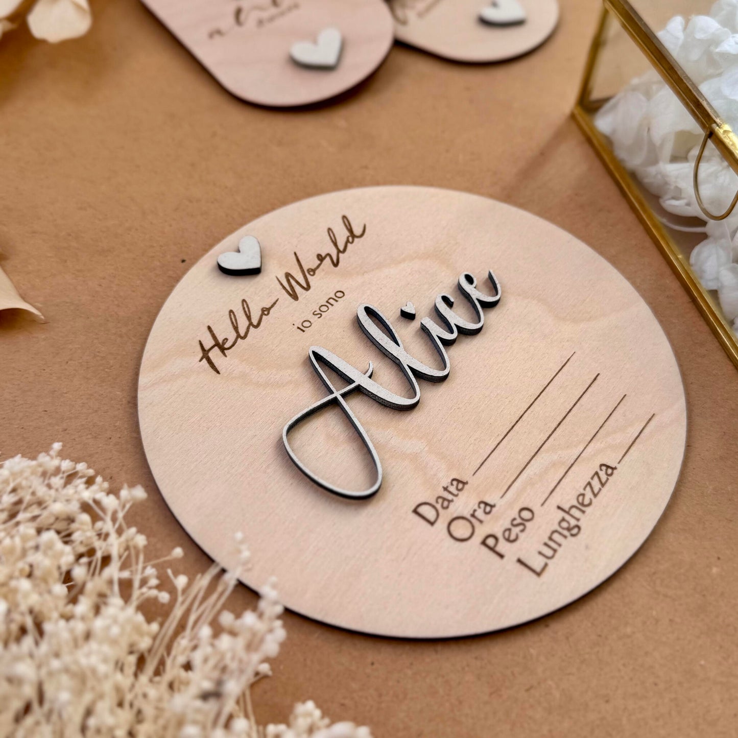 Targhetta Hello World Heart Personalizzabile