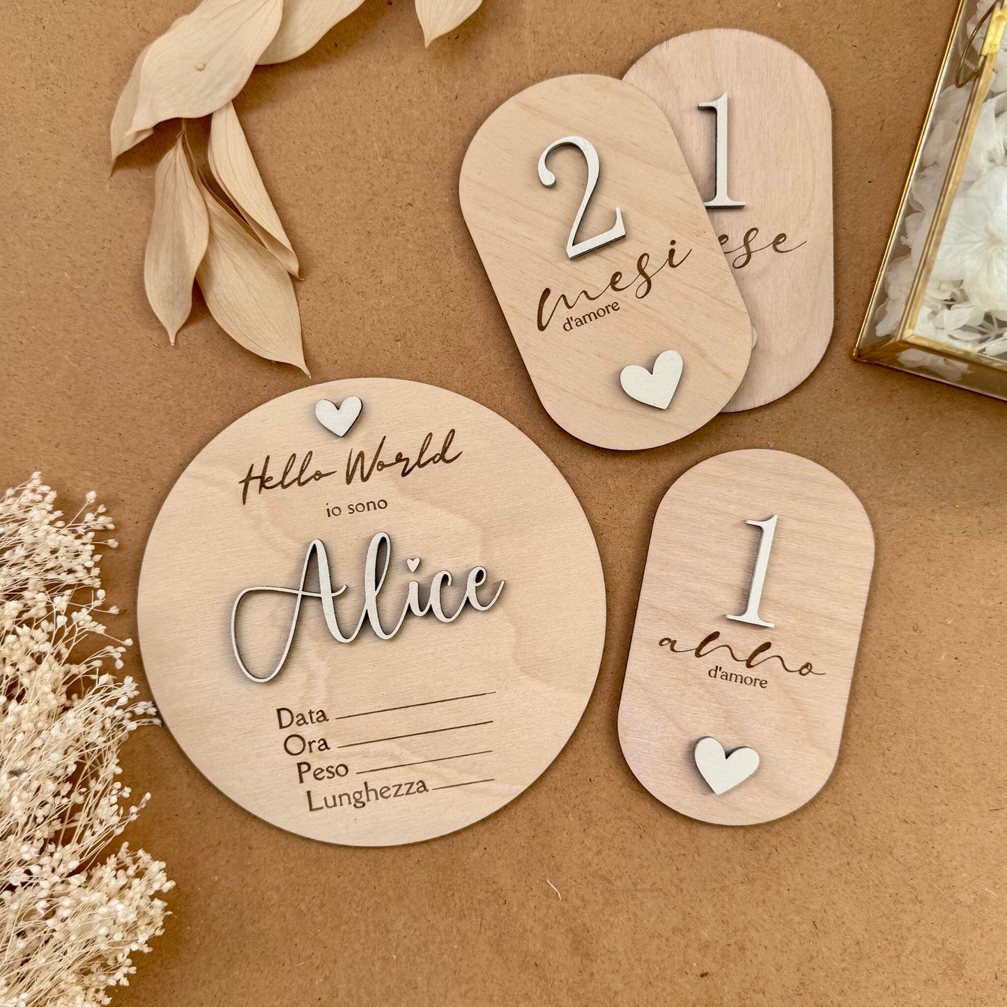Targhetta Hello World Heart Personalizzabile